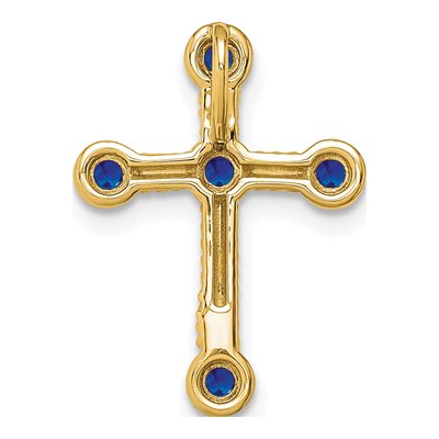 14K Yellow Gold Sapphire Cross Slide Pendant – view 5