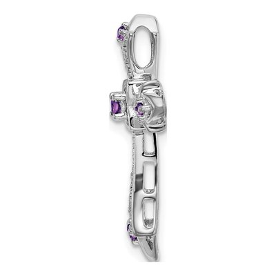 10K White Gold 1/15 ct tw Amethyst & Diamond Fleur de Lis Slide Pendant – view 2