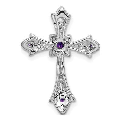 14K White Gold 1/15 ct tw Amethyst & Diamond Fleur de Lis Slide Pendant – view 4