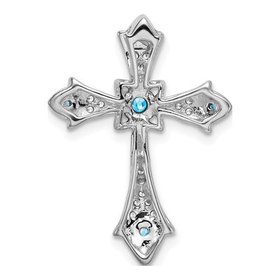 10K White Gold 1/15 ct tw Swiss Blue Topaz & Diamond Fleur de Lis Slide Pendant – view 3