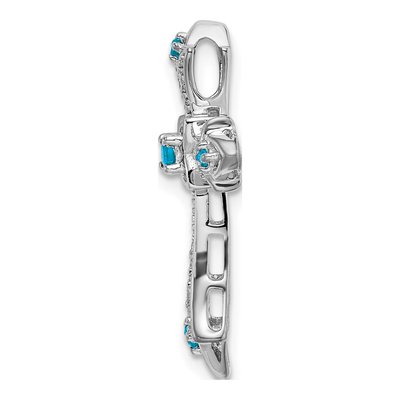 14K White Gold 1/15 ct tw Swiss Blue Topaz & Diamond Fleur de Lis Slide Pendant – view 2
