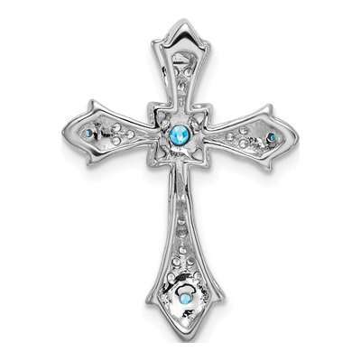 14K White Gold 1/15 ct tw Swiss Blue Topaz & Diamond Fleur de Lis Slide Pendant – view 4