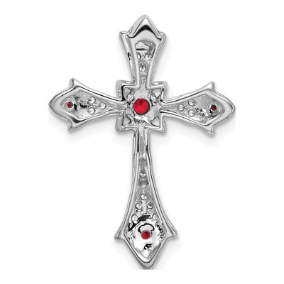 10K White Gold 1/15 ct tw Ruby & Diamond Fleur de Lis Cross Slide Pendant – view 3