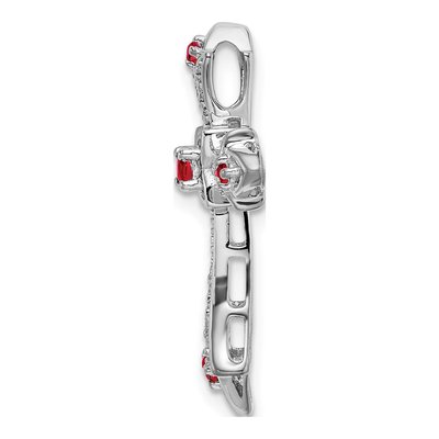 14K White Gold 1/15 ct tw Ruby & Diamond Fleur de Lis Cross Slide Pendant – view 3