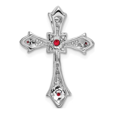14K White Gold 1/15 ct tw Ruby & Diamond Fleur de Lis Cross Slide Pendant – view 5