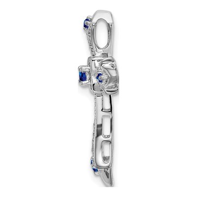 10K White Gold Sapphire & Diamond Fleur de Lis Slide – view 2