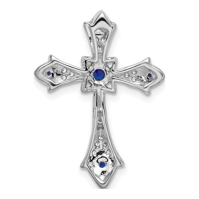 10K White Gold Sapphire & Diamond Fleur de Lis Slide – view 3