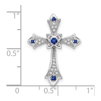 10K White Gold Sapphire & Diamond Fleur de Lis Slide – view 4
