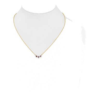 14K Yellow Gold 1/8 ct tw Ruby & Diamond Pear Necklace – view 4