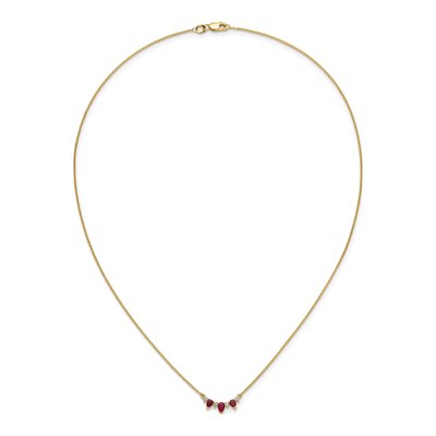 14K Yellow Gold 1/8 ct tw Ruby & Diamond Pear Necklace – view 5