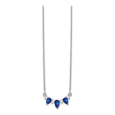 14K White Gold 1/8 ct tw Sapphire & Diamond Pear 18-Inch Necklace – view 3
