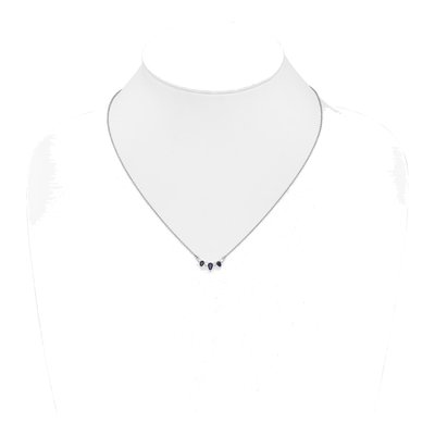 14K White Gold 1/8 ct tw Sapphire & Diamond Pear 18-Inch Necklace – view 4