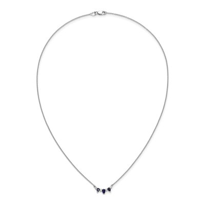 14K White Gold 1/8 ct tw Sapphire & Diamond Pear 18-Inch Necklace – view 5