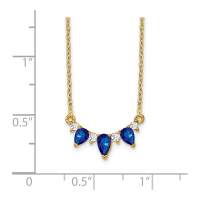 14K Yellow Gold 1/8 ct tw Sapphire & Diamond Pear Necklace – view 3