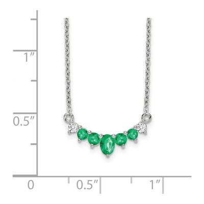 14K White Gold 1/15 ct tw Emerald & Diamond Oval Round Necklace – view 4