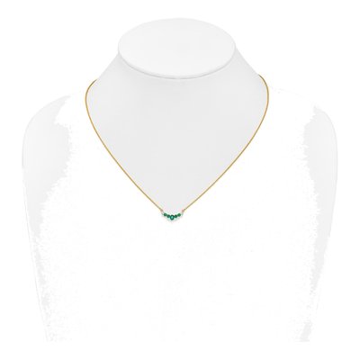 14K Yellow Gold 1/15 ct tw Emerald & Diamond Oval Round Necklace – view 4