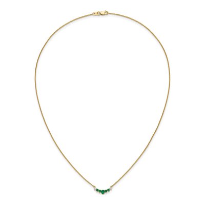 14K Yellow Gold 1/15 ct tw Emerald & Diamond Oval Round Necklace – view 5