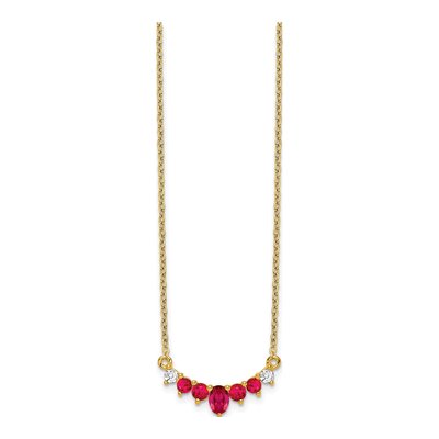 14K Yellow Gold 1/15 ct tw Ruby & Diamond Oval Round Necklace – view 3