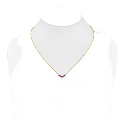 14K Yellow Gold 1/15 ct tw Ruby & Diamond Oval Round Necklace – view 4