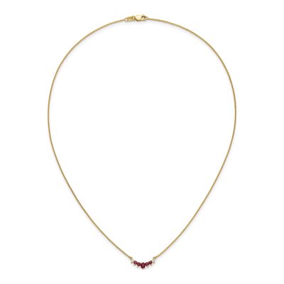 14K Yellow Gold 1/15 ct tw Ruby & Diamond Oval Round Necklace – view 5