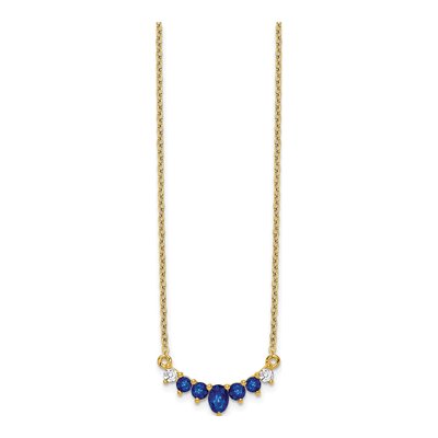 14K Yellow Gold 1/15 ct tw Sapphire & Diamond Oval Necklace – view 3