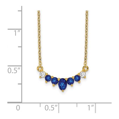 14K Yellow Gold 1/15 ct tw Sapphire & Diamond Oval Necklace – view 4