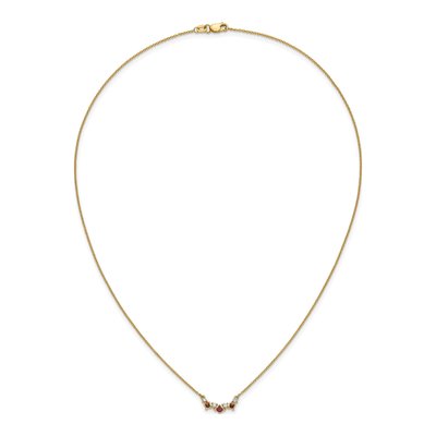 14K Yellow Gold 1/8 ct tw Ruby & Diamond Princess Necklace – view 5