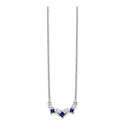 14K White Gold 1/8 ct tw Sapphire & Diamond Princess Necklace – view 3
