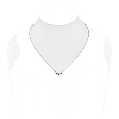 14K White Gold 1/8 ct tw Sapphire & Diamond Princess Necklace – view 4