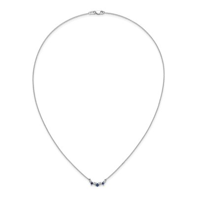 14K White Gold 1/8 ct tw Sapphire & Diamond Princess Necklace – view 5