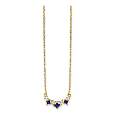 14K Yellow Gold 1/8 ct tw Sapphire & Diamond Princess Necklace – view 3