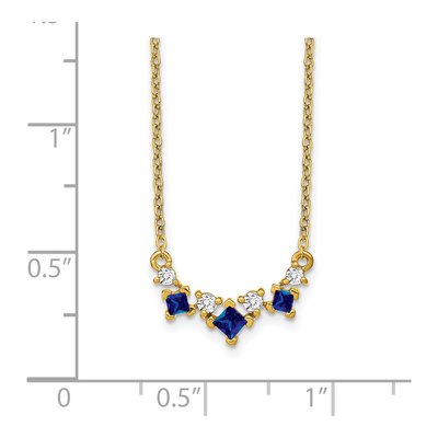 14K Yellow Gold 1/8 ct tw Sapphire & Diamond Princess Necklace – view 4
