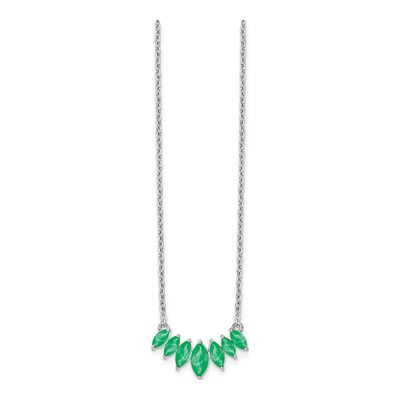 14K White Gold Emerald 18-Inch Graduated Marquise Necklace – view 3