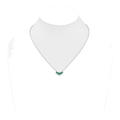 14K White Gold Emerald 18-Inch Graduated Marquise Necklace – view 5