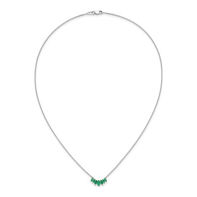 14K White Gold Emerald 18-Inch Graduated Marquise Necklace – view 6