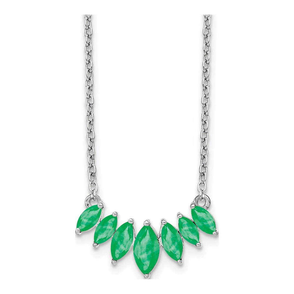 14K White Gold Emerald 18-Inch Graduated Marquise Necklace