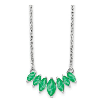 14K White Gold Emerald 18-Inch Graduated Marquise Necklace