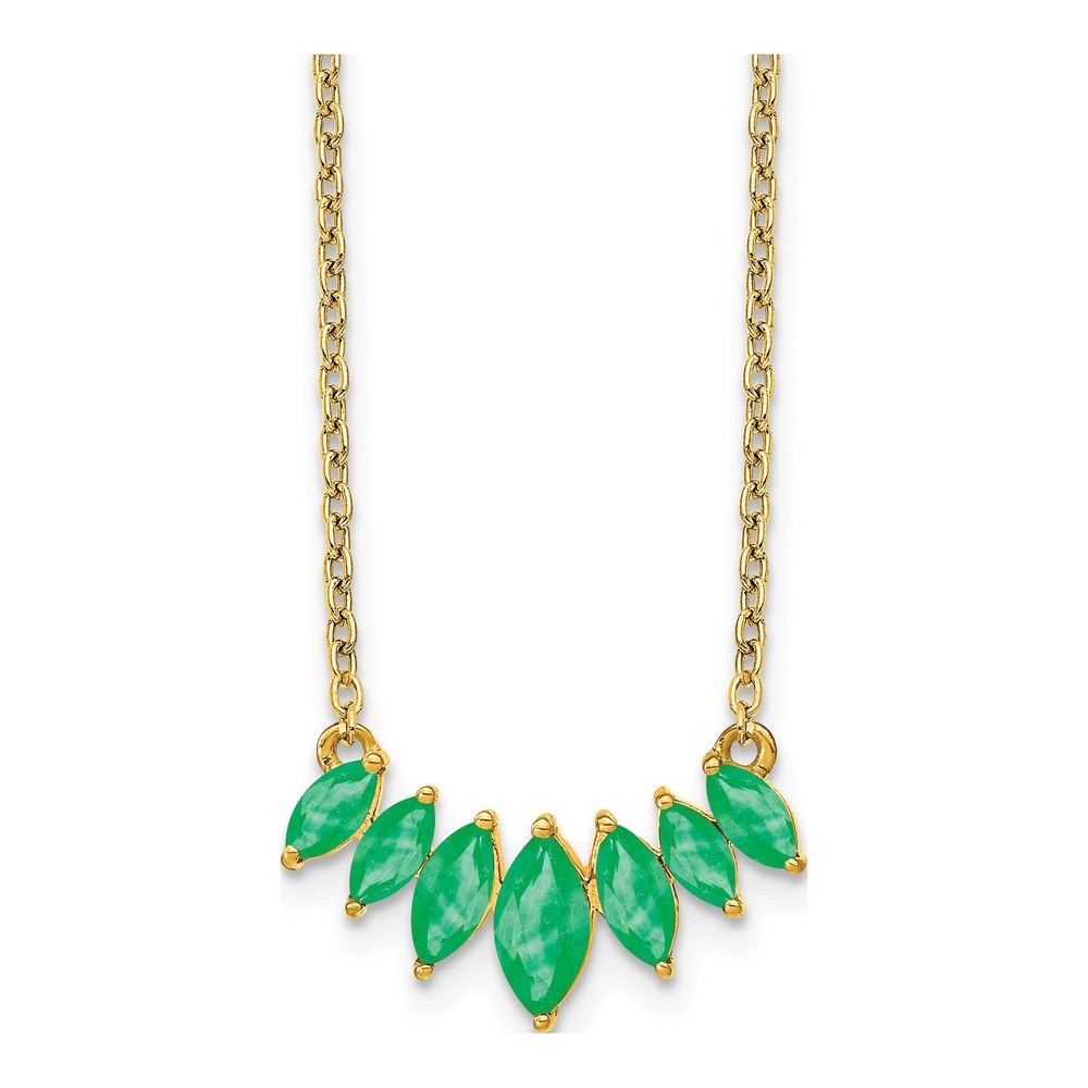 14K Yellow Gold Emerald Graduated Necklace