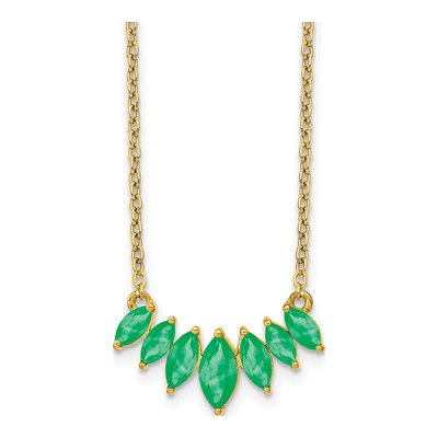14K Yellow Gold Emerald Graduated Necklace