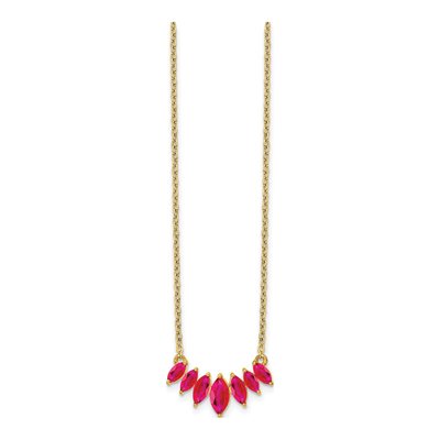 14K Yellow Gold Ruby Graduated Marquise Necklace – view 3