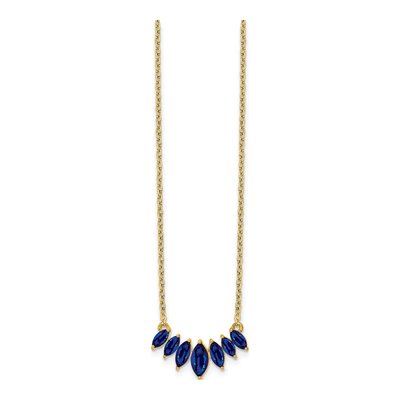 14K Yellow Gold Sapphire Graduated Necklace – view 3