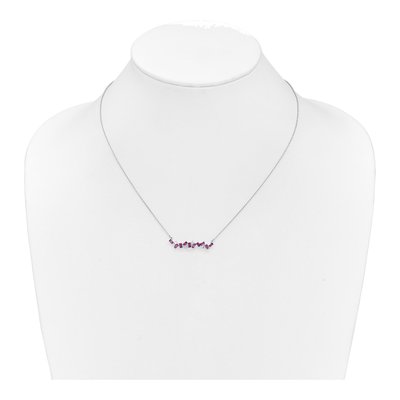 14K White Gold 1/8 ct tw Ruby & Diamond Octagon Bar Necklace – view 4