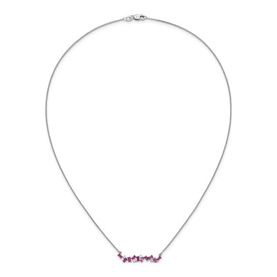 14K White Gold 1/8 ct tw Ruby & Diamond Octagon Bar Necklace – view 5