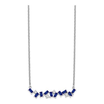 14K White Gold 1/8 ct tw Sapphire & Diamond Octagon Necklace – view 2