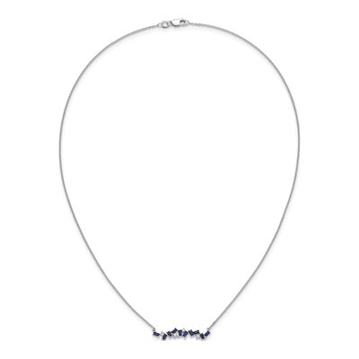14K White Gold 1/8 ct tw Sapphire & Diamond Octagon Necklace – view 4