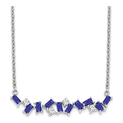 14K White Gold 1/8 ct tw Tanzanite & Diamond Octagon Necklace