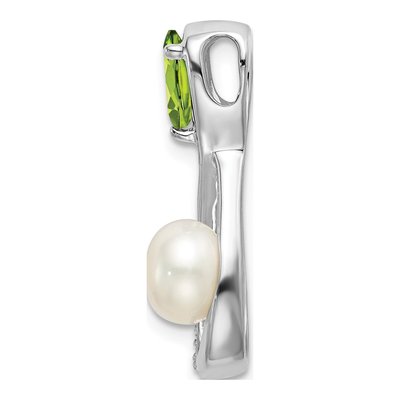 14K White Gold Pearl & Peridot Infinity Slide Pendant – view 2