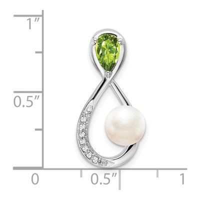 14K White Gold Pearl & Peridot Infinity Slide Pendant – view 3