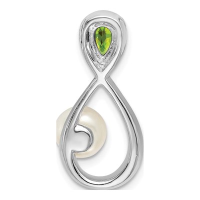 14K White Gold Pearl & Peridot Infinity Slide Pendant – view 4