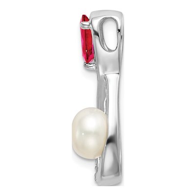 14K White Gold Pearl & Ruby Pear Infinity Slide Pendant – view 2